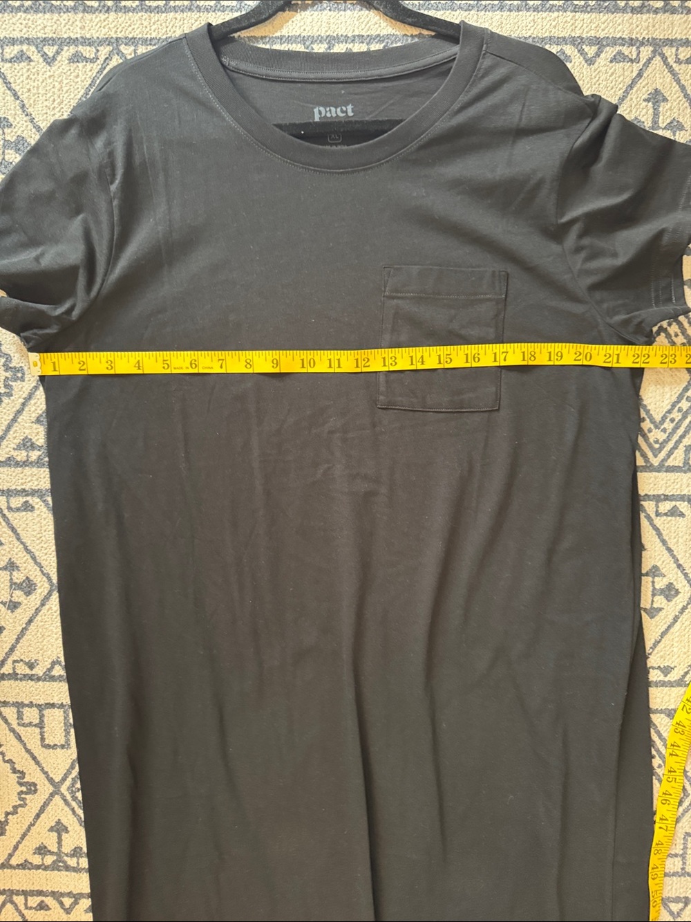 Pact Women's Black Short Sleeve Pocket Crew Tee Dress Organic Cotton NWOT - Picture 8 of 9